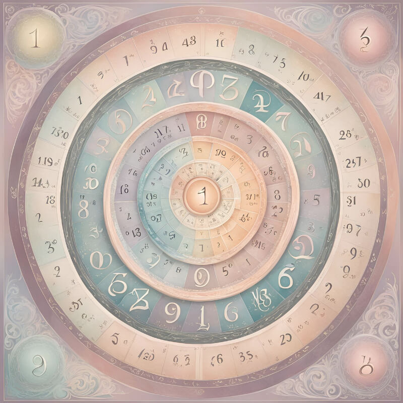 Illustration of a number of circles with magical numbers